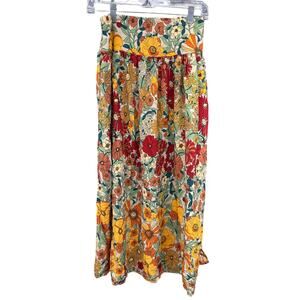 Natural Life Small Skirt Garden Nature Cotton Yellow Red Floral